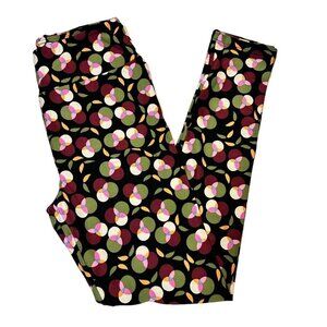 LuLaRoe Solid Black Background Round Circles Pattern Women's Leggings One Size